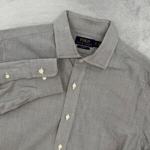 Polo‎ Ralph Lauren Mens Slim Fit Gray Striped Dress Shirt Size 16 32/33 Large